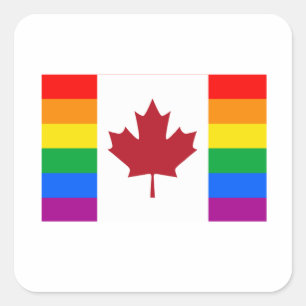 PEGATINA CUADRADA BANDERA CANADIENSE DEL ORGULLO GAY