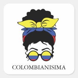 Pegatina Cuadrada Bandera Chica colombiana CUTE COLOMBIANISIMA