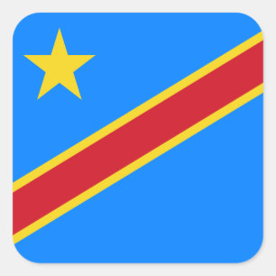 Pegatina Cuadrada Bandera congoleña, bandera de la República Democrá