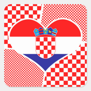 Pegatina Cuadrada Bandera croata en corazón