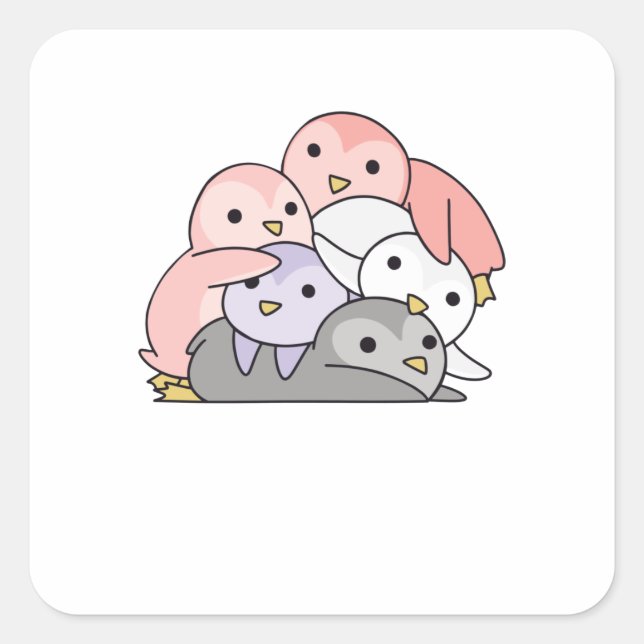 Pegatina Cuadrada Bandera Cupioromántica Orgullo Lgbtq Cute Pingüino (Anverso)