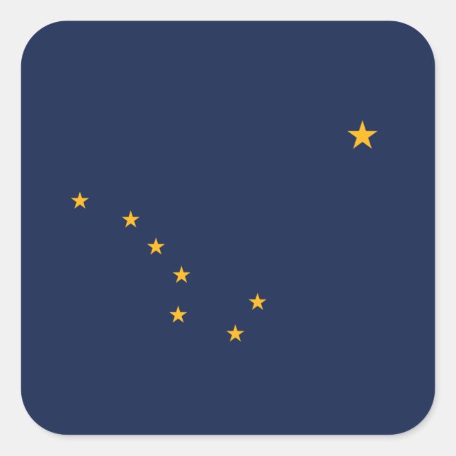 Pegatina Cuadrada Bandera de Alaska, bandera de Alaska (Anverso)
