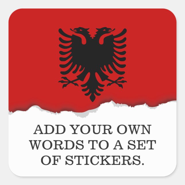 Pegatina Cuadrada Bandera de Albania (Anverso)