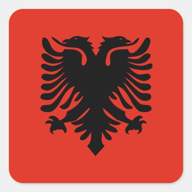 Pegatina Cuadrada Bandera de Albania (Anverso)