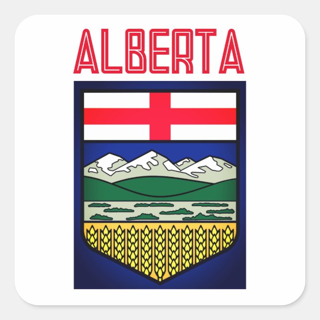 Pegatina Cuadrada Bandera de Alberta - CANADÁ (Anverso)