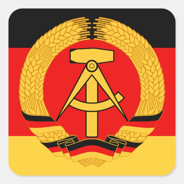 Pegatina Cuadrada Bandera de Alemania Oriental (Anverso)