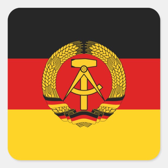 Pegatina Cuadrada Bandera de Alemania Oriental (Anverso)