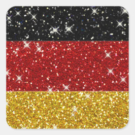 Pegatina Cuadrada Bandera de Alemania Purpurinas con espárragos