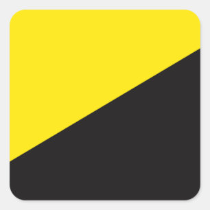 Pegatina Cuadrada Bandera de Ancap Anarchocapitalismo amarillo y neg