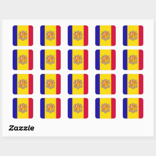 Pegatina Cuadrada bandera de Andorra
