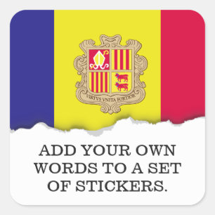 Pegatina Cuadrada Bandera de Andorra