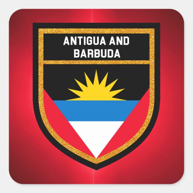 Pegatina Cuadrada Bandera De Antigua Y Barbuda (Anverso)