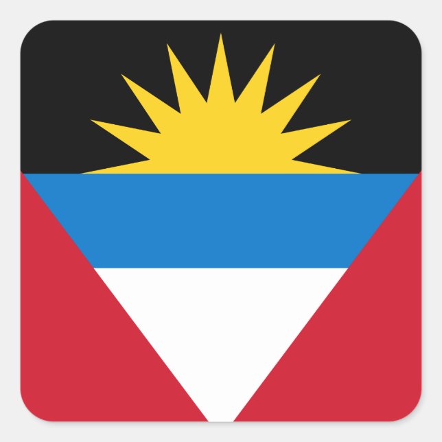 Pegatina Cuadrada Bandera de Antigua y Barbuda (Anverso)