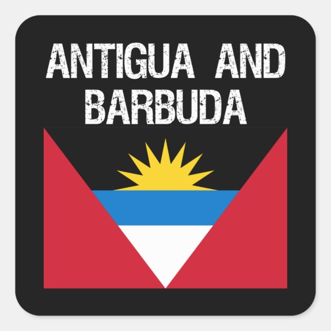 Pegatina Cuadrada Bandera de ANTIGUA Y BARBUDA (Anverso)