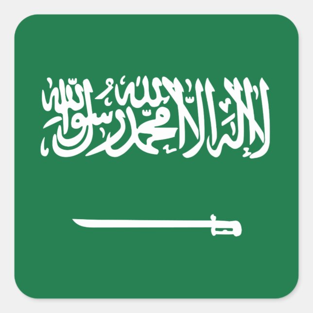 Pegatina Cuadrada Bandera de Arabia Saudita (Anverso)