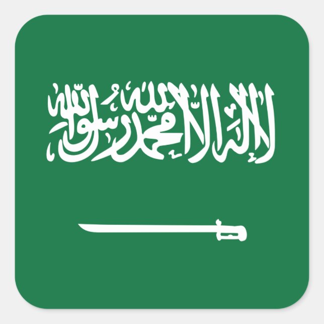 Pegatina Cuadrada Bandera de Arabia Saudita (Anverso)