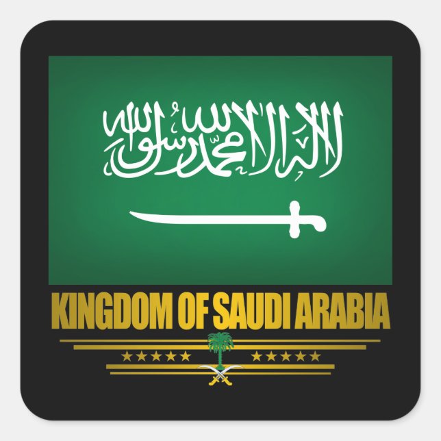 Pegatina Cuadrada Bandera de Arabia Saudita (Anverso)