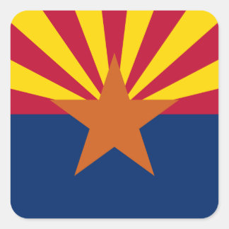 Pegatina Cuadrada Bandera de Arizona: Poniendo a Star Sun, el Estado