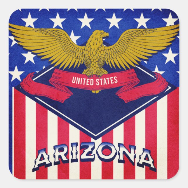 Pegatina Cuadrada Bandera de Arizona USA (Anverso)