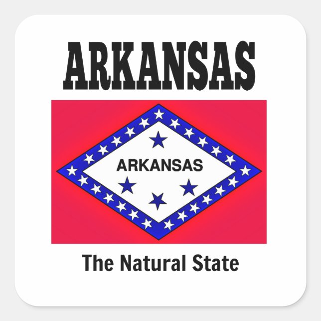 Pegatina Cuadrada Bandera de Arkansas, Estado natural (Anverso)