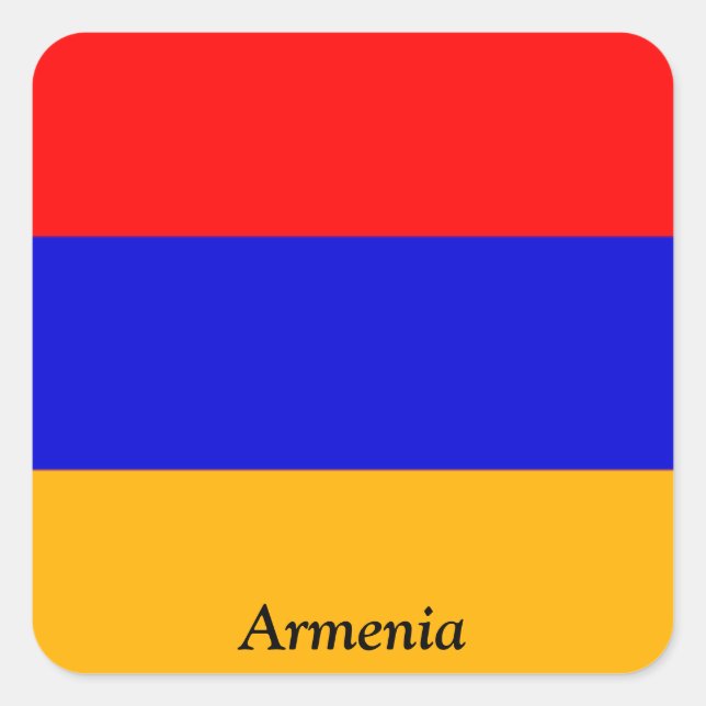 Pegatina Cuadrada Bandera de Armenia (Anverso)