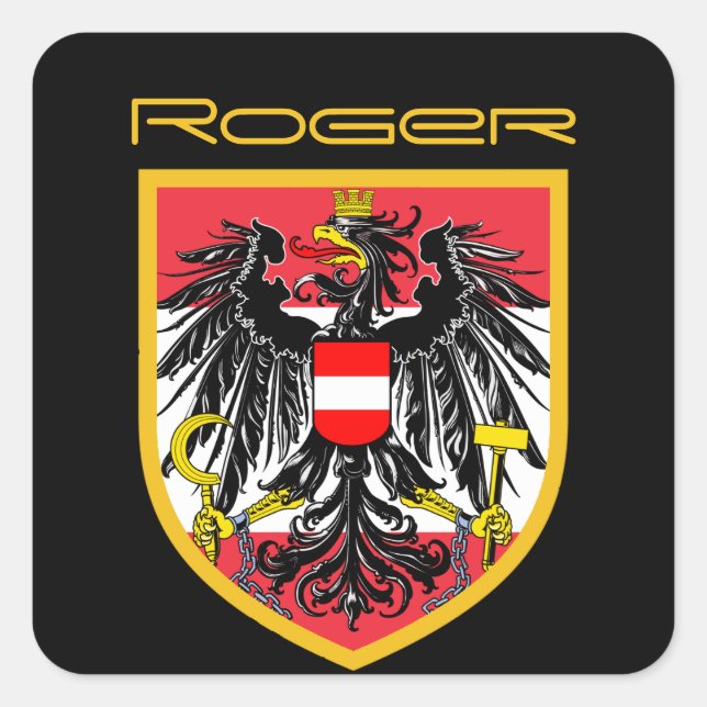 Pegatina Cuadrada Bandera de Austria (Anverso)