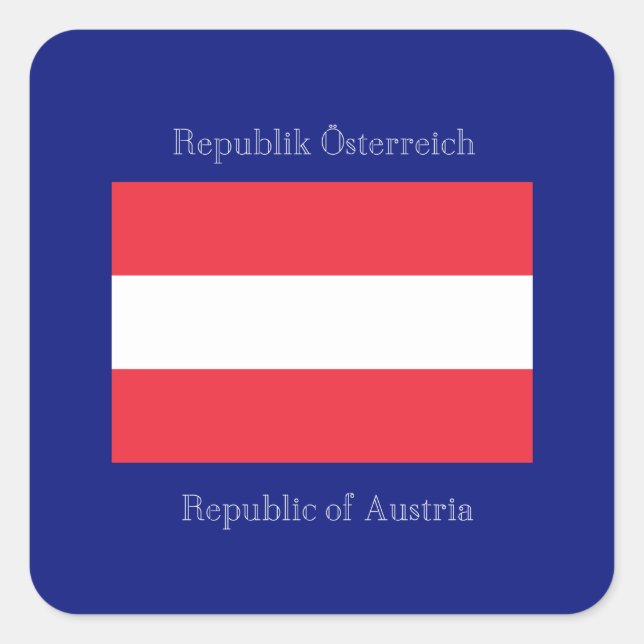 Pegatina Cuadrada Bandera de Austria (Anverso)
