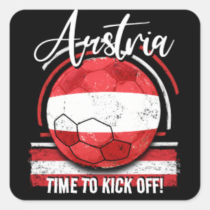 Pegatina Cuadrada Bandera de Austria, deportes de fútbol