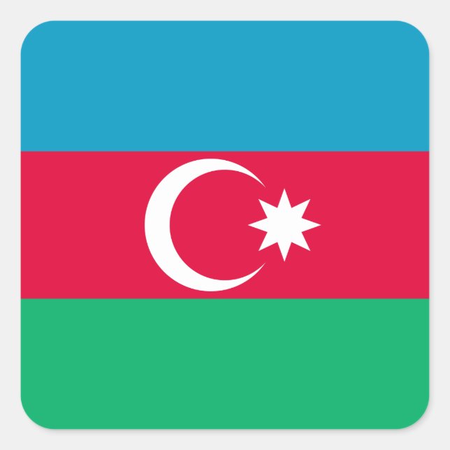Pegatina Cuadrada Bandera de Azerbaiyán (Anverso)