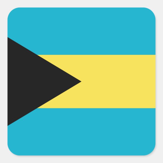 Pegatina Cuadrada Bandera de Bahamas (Anverso)