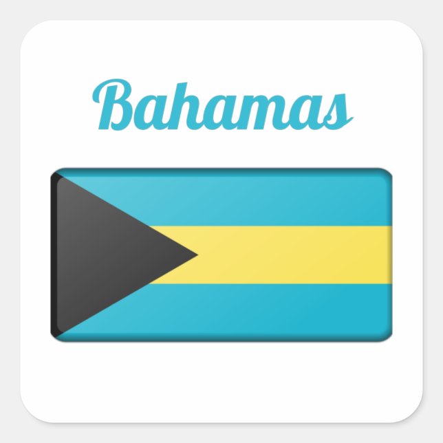Pegatina Cuadrada Bandera de Bahamas (Anverso)