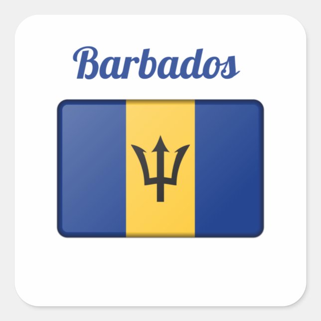 Pegatina Cuadrada Bandera de Barbados (Anverso)