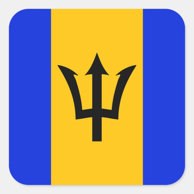 Pegatina Cuadrada Bandera de Barbados (Anverso)