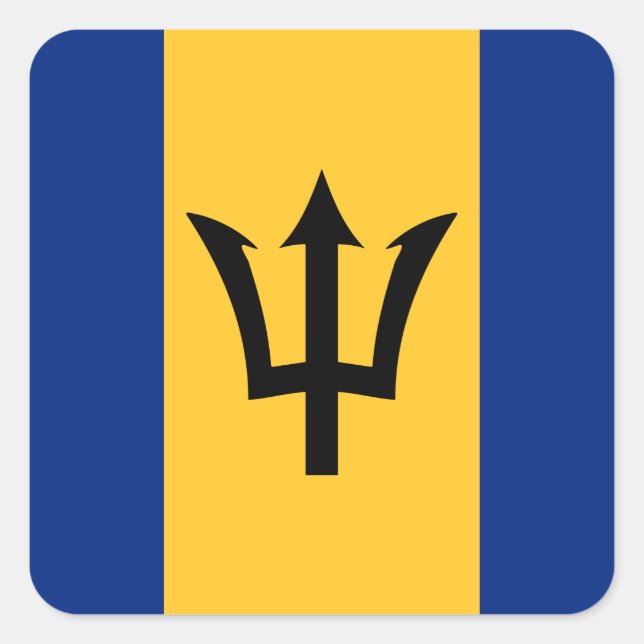 Pegatina Cuadrada Bandera de Barbados (Anverso)