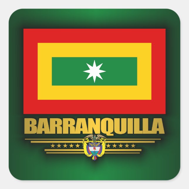 Pegatina Cuadrada Bandera de Barranquilla (Anverso)
