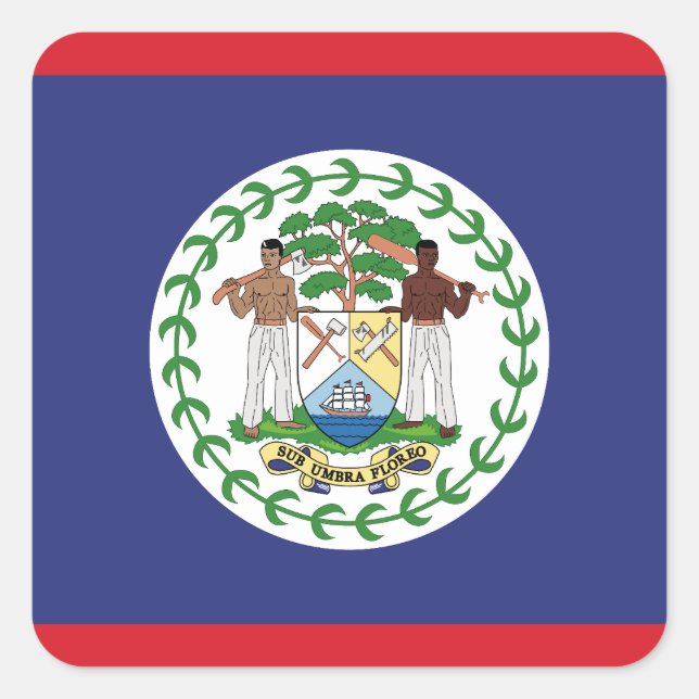 Pegatina Cuadrada Bandera de Belice (Anverso)