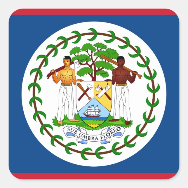 Pegatina Cuadrada Bandera de Belice (Anverso)