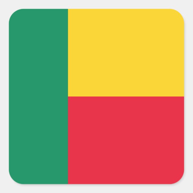 Pegatina Cuadrada Bandera de Benín (Anverso)
