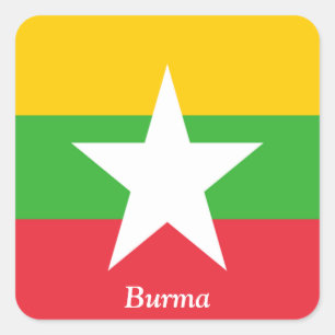 Pegatina Cuadrada Bandera de Birmania