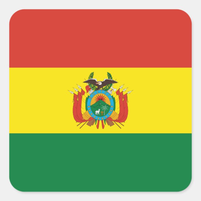 Pegatina Cuadrada Bandera de Bolivia Patriótica (Anverso)