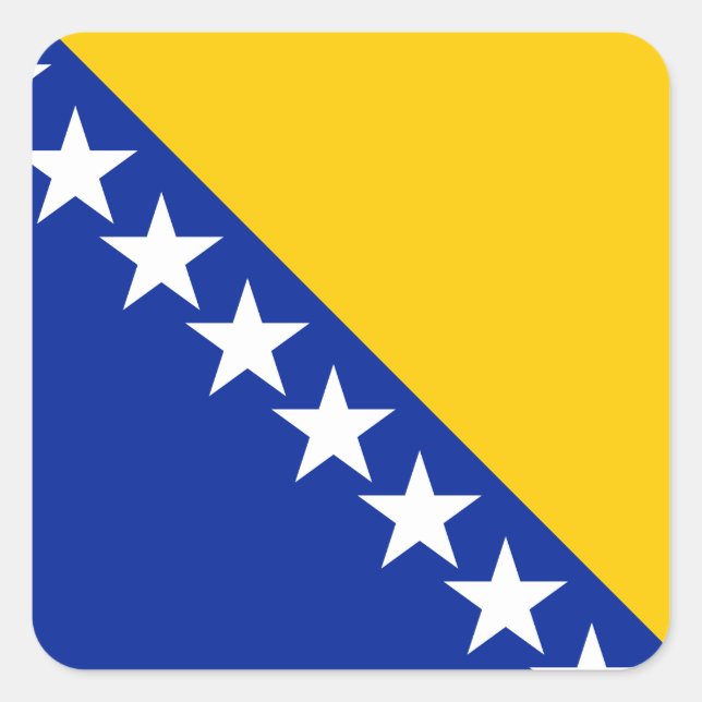 Pegatina Cuadrada Bandera de Bosnia y Herzegovina (Anverso)