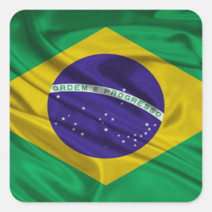 Pegatina Cuadrada Bandera de Brasil