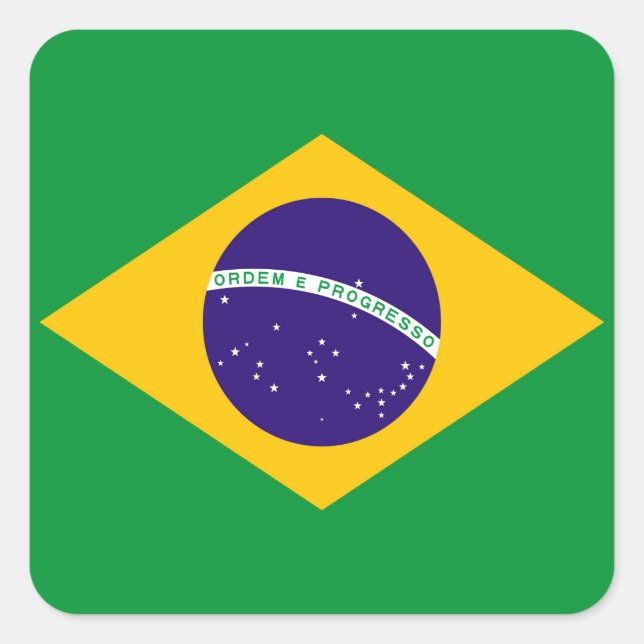 Pegatina Cuadrada Bandera de Brasil (Anverso)