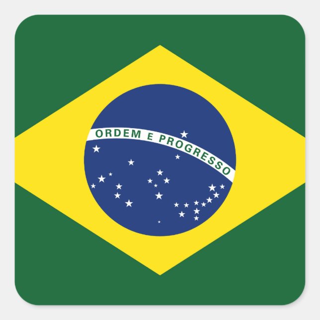 Pegatina Cuadrada Bandera de Brasil (Anverso)