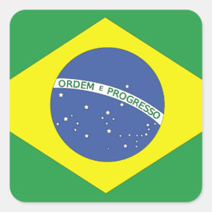 Pegatina Cuadrada Bandera de Brasil
