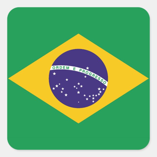 Pegatina Cuadrada Bandera de Brasil Bandeira do Brasil (Anverso)