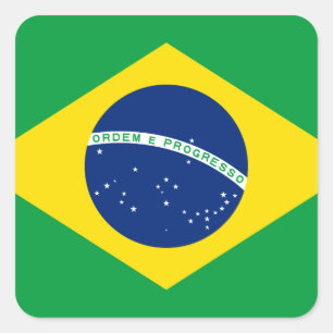 Pegatina Cuadrada Bandera de Brasil (Brasil)