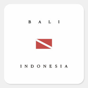 Pegatina Cuadrada Bandera de buceo de Bali Indonesia