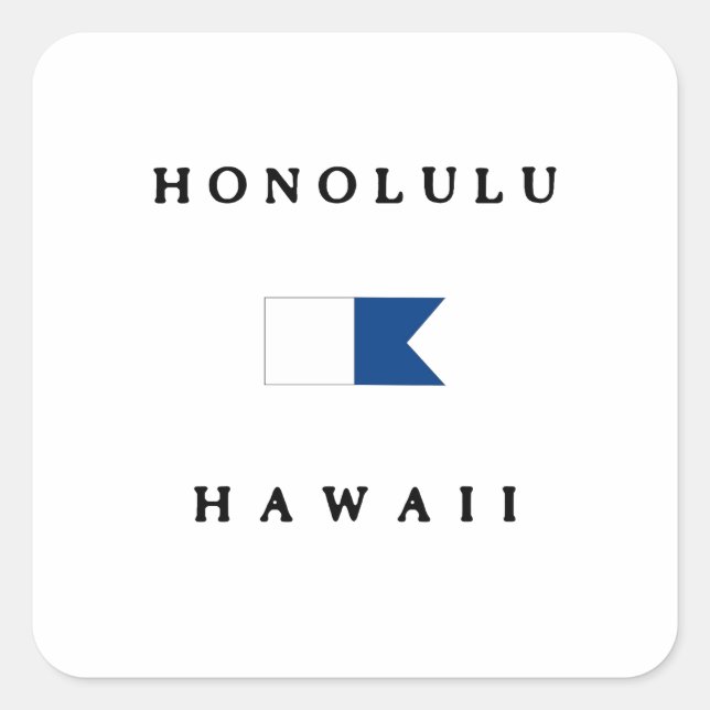 Pegatina Cuadrada Bandera de buceo Honolulu Hawaii Alpha (Anverso)