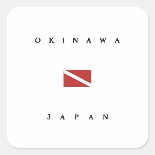 Pegatina Cuadrada Bandera de buceo Okinawa Japón (Anverso)
